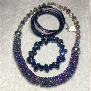 VTG Gorgeous Blue Aurora Borealis Set Lot